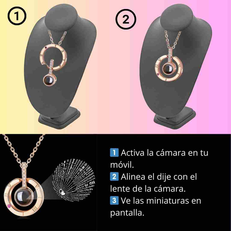 Collar de Proyección | Te Amo en 100 Idiomas + Caja de joyería