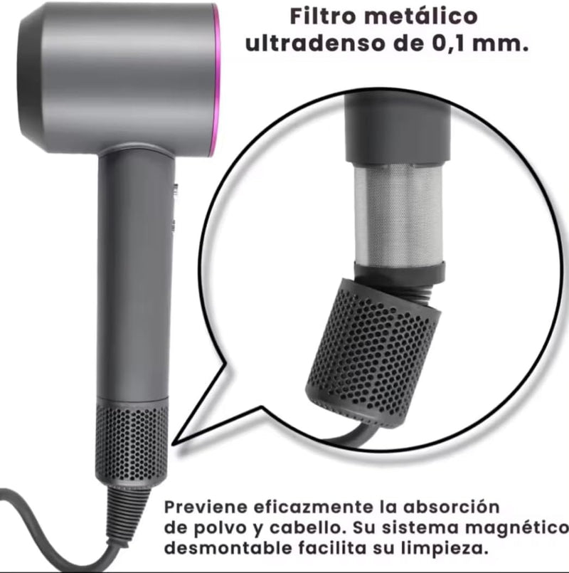 Secador de Cabelo Profissional com Tecnologia Iônica e 5 Cabeças Intercambiáveis 