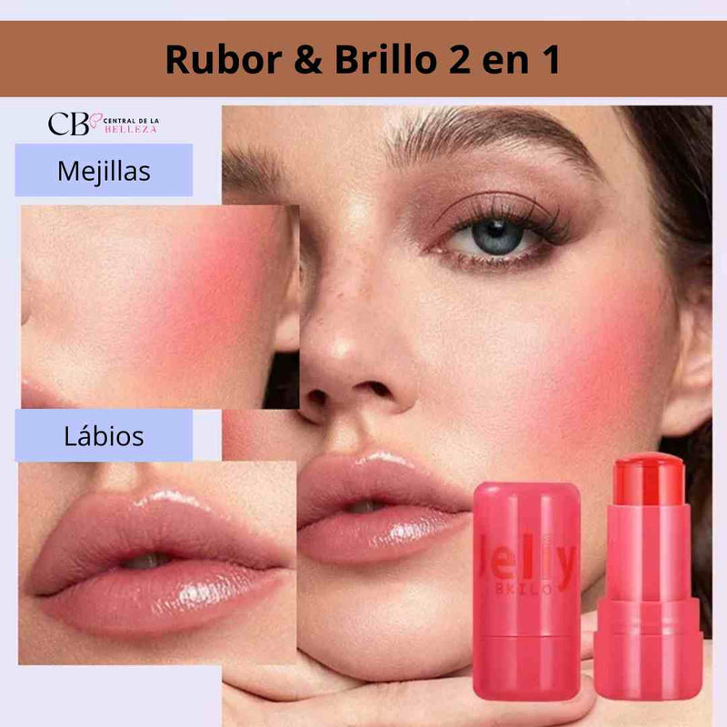 Rubor & Brillo 2 en 1 - Colorete para labios y mejillas