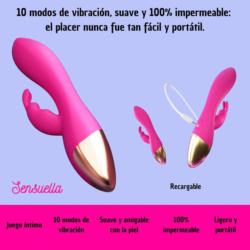 Vibrador Erótico Sensuella - Estimulador de Clítoris y Punto G Recargable y Resistente al Agua