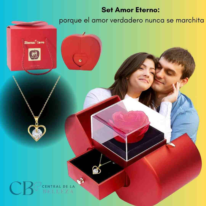 Set Amor Eterno - Caja de rosa + collar | Regalo de San Valentín