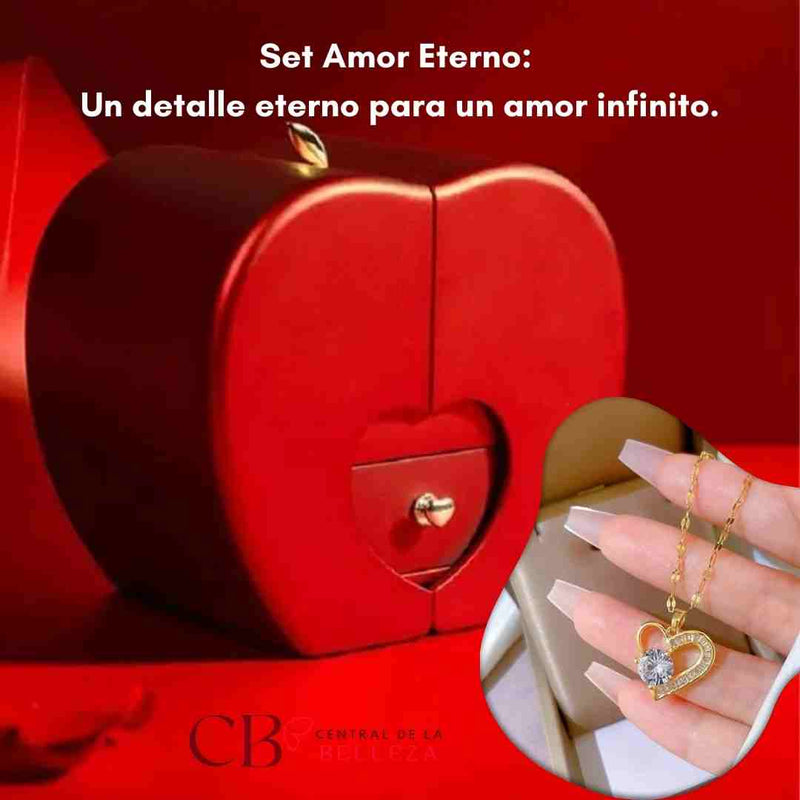 Set Amor Eterno - Caja de rosa + collar | Regalo de San Valentín